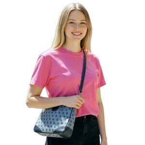 Dooney & Bourke Blue Gray Monogram Crossbody with Black Trim